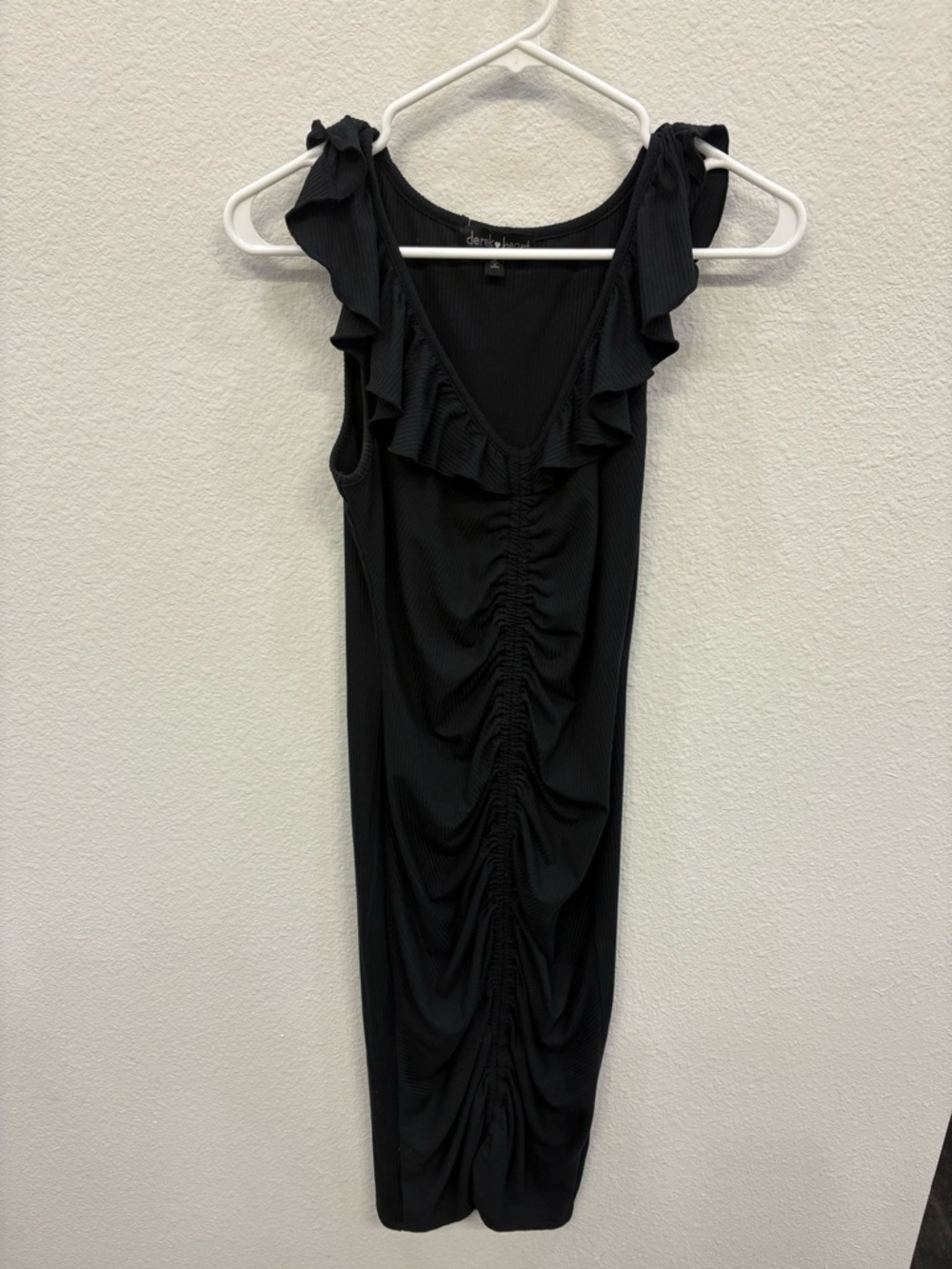 Derek Heart Black Ruffled Midi Dress